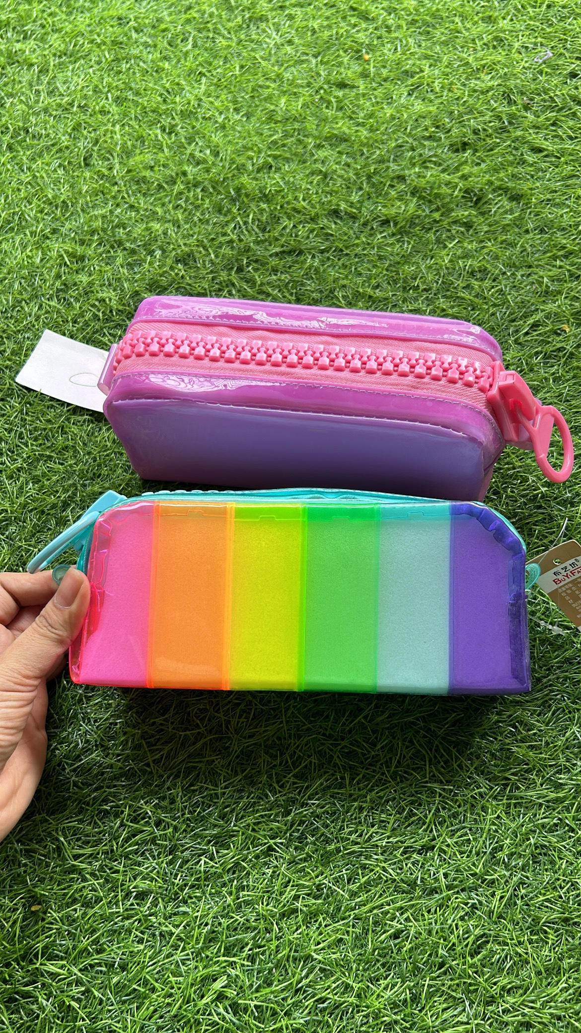 Holographic big zipper pouches